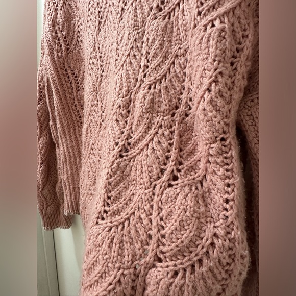 ~ANTHROPOLOGIE~ SPLENDID Chunky Knit Crewneck Sweater in Dusty Pink Color - Picture 6 of 10